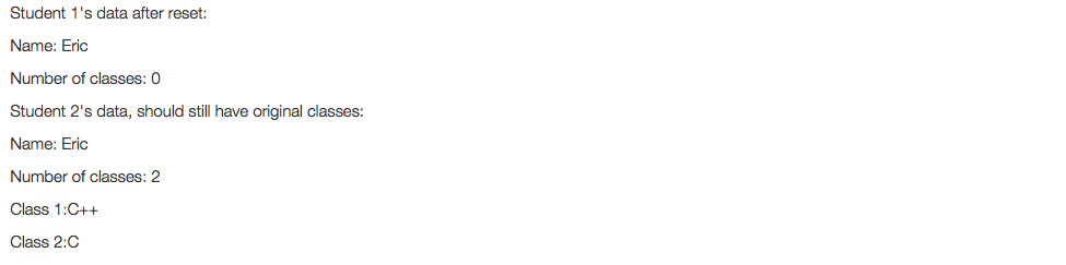 dynamic array of strings used to store the names of the classes