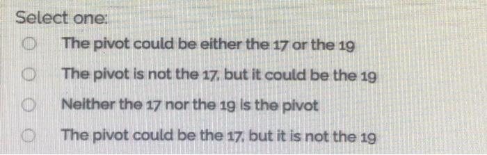 We utilized a quicksort on an array. After doing the first partition,