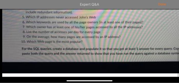 that has the data of the web pages stored inside a database,