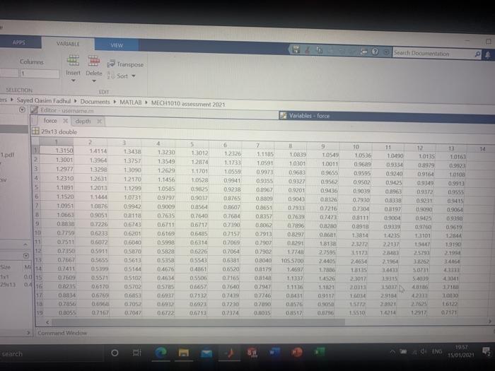 force sensor that was pressed into the sample to a displacement contained