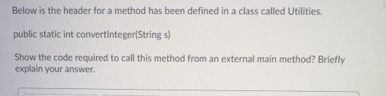 Below is the header for a method has been defined in