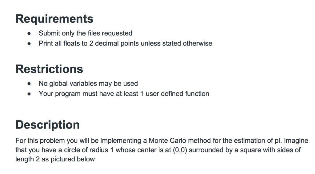 Python Pls Requirements Submit only the files requested Print all floats to