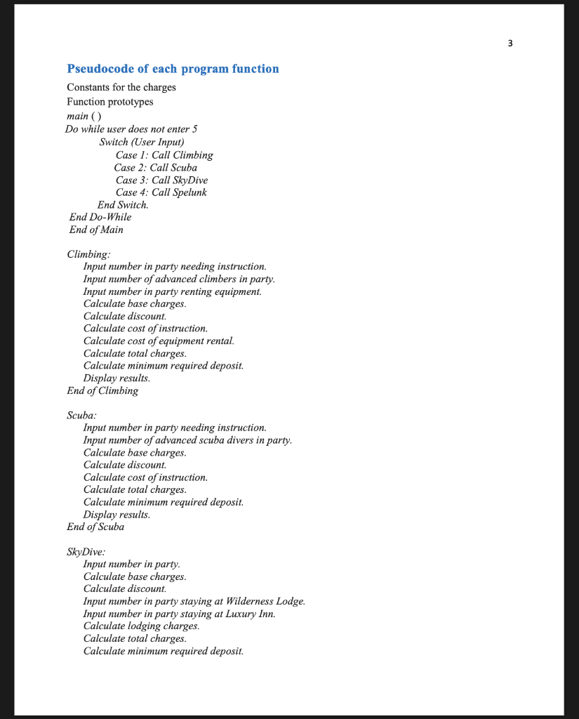 four vacation packages for thrill-seeking customers. The rates and options vary for