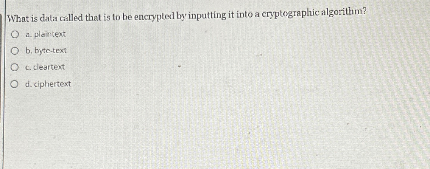  What is data called that is to be encrypted by inputting