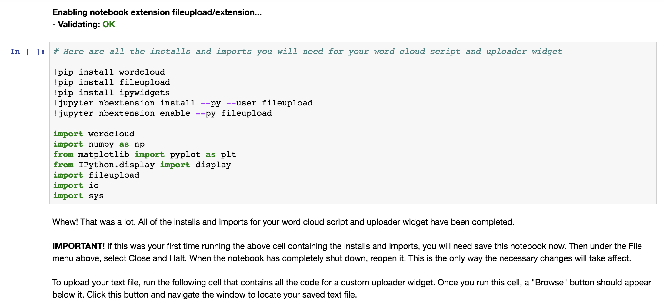 "word cloud" from a text by writing a script. This script needs
