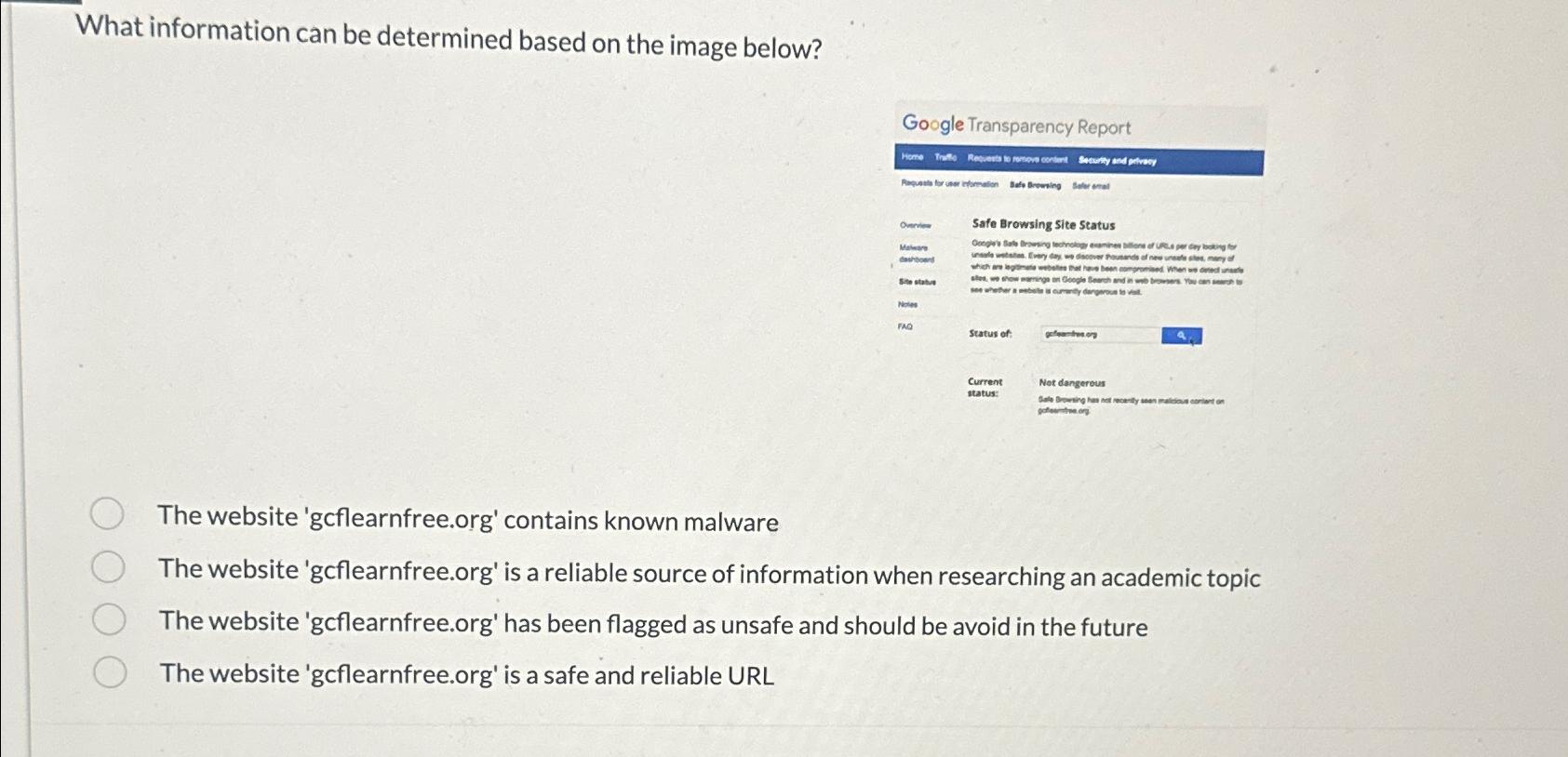  What information can be determined based on the image below? Google