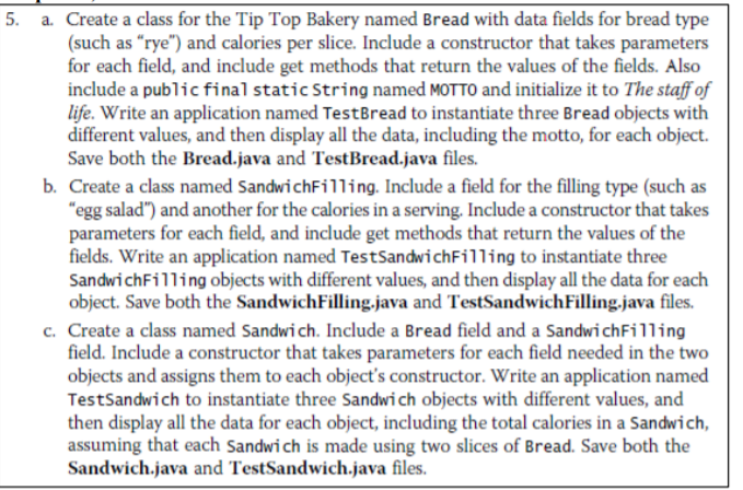  5. a. Create a class for the Tip Top Bakery named