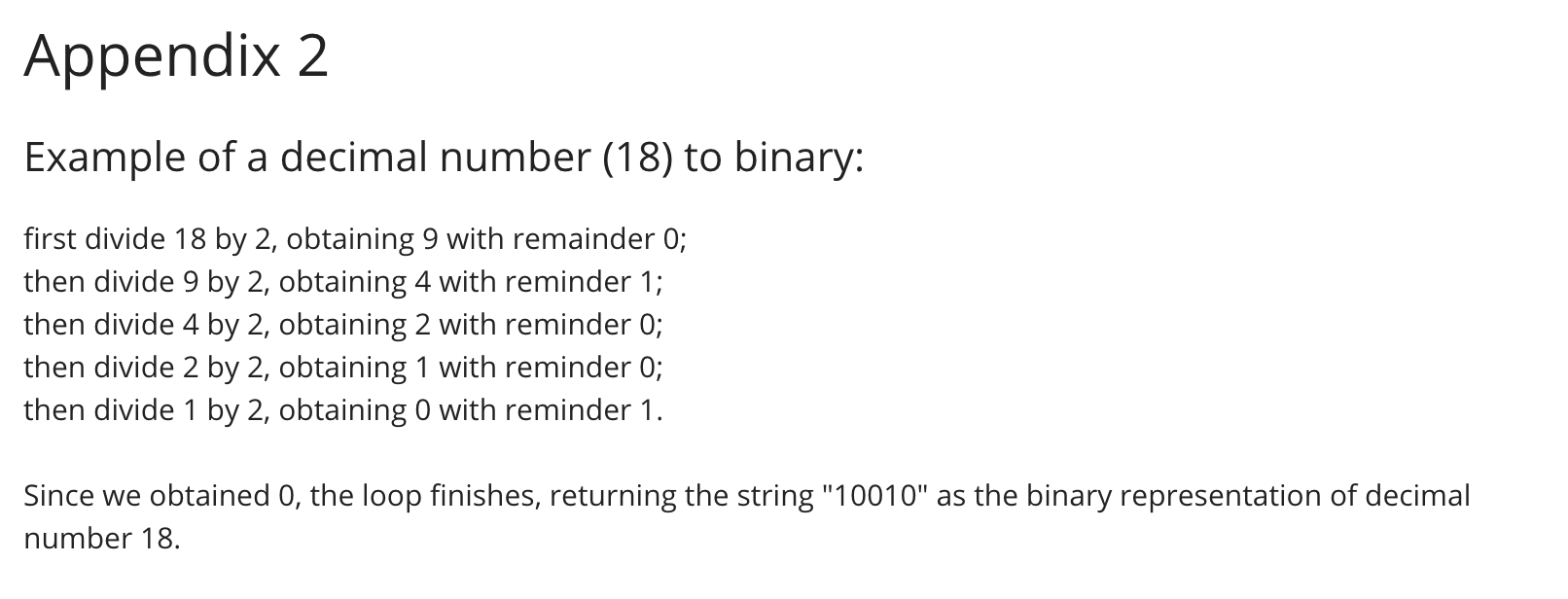 according to the specifications below. Note that the appendix shows the sample
