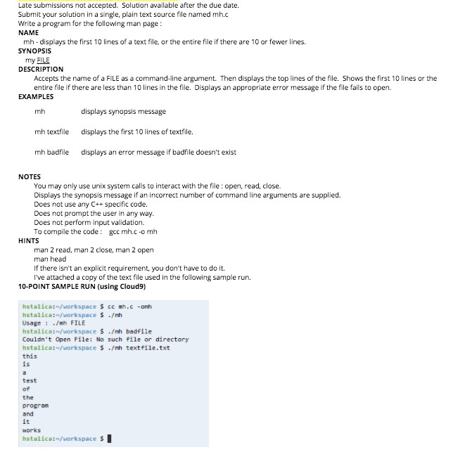  Late submissions not accepted. Solution available after the due date. Submit