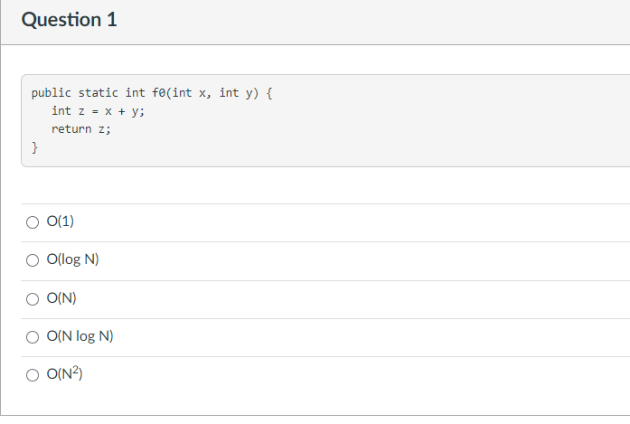 Need help right now please Question 1 public static int fe(int x,