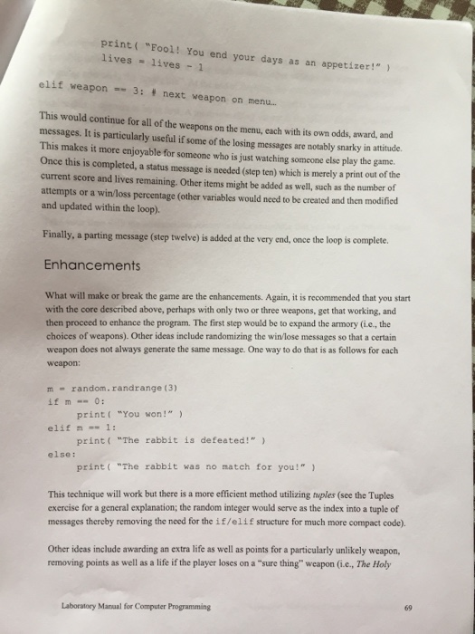 number generation into a single program. Introduction The movie Monty Python and