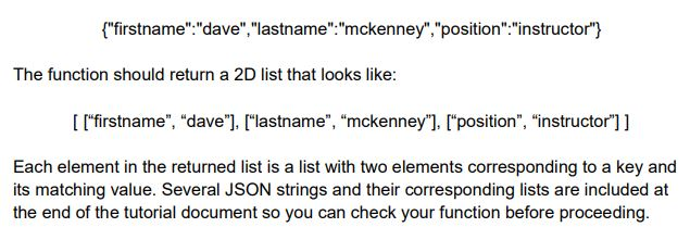 be appriciated. Create a simple JSON parsing module called jsonparser.py. We will