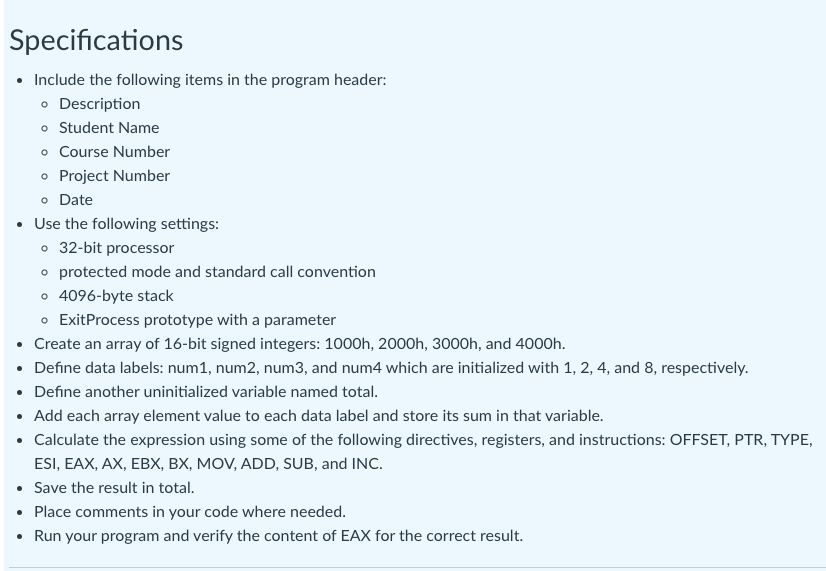 program that calculates the following expression: total =( num 3+ num4) (