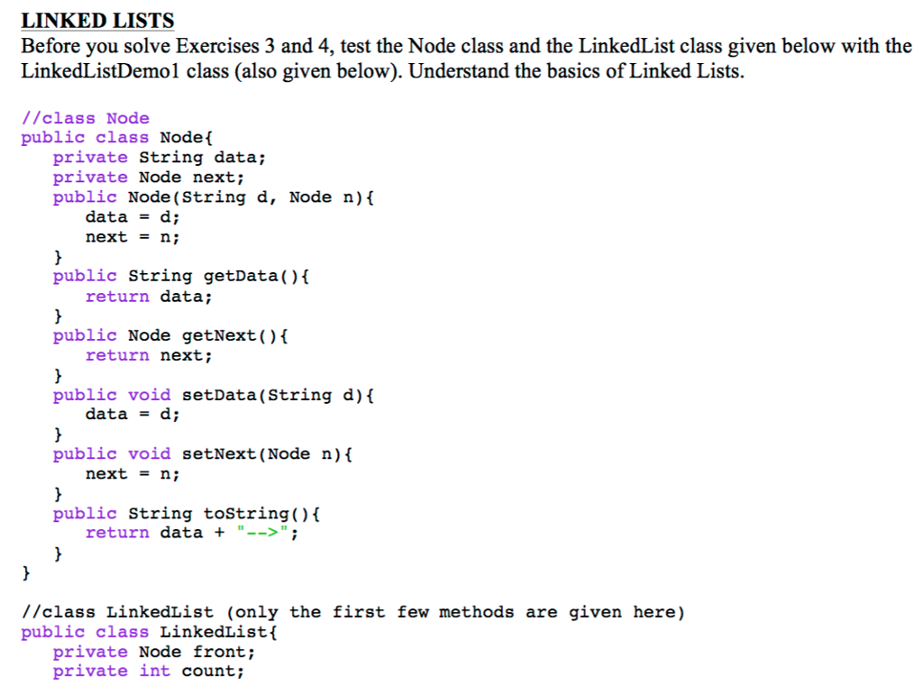 Exercise 3. Add the following method to LinkedList.java. Method public void enumerateOddNodes()that
