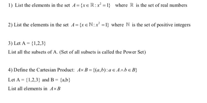  List the elements in the set A = {x Element R: