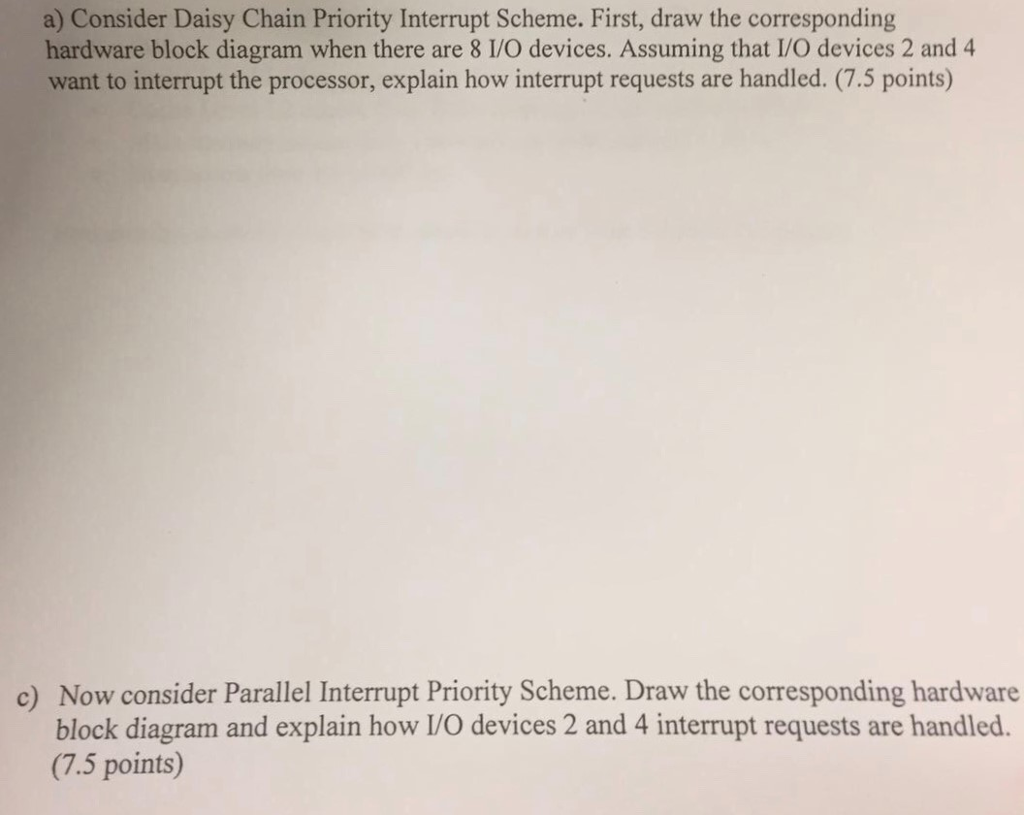  a) Consider Daisy Chain Priority Interrupt Scheme. First, draw the corresponding