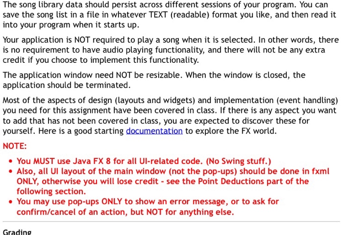 to manage a librar)y of songs. A song is uniquely identified by