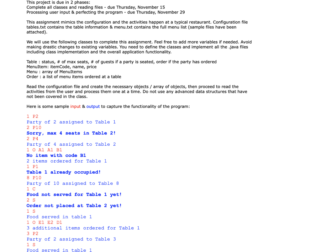 MUST BE IN JAVA (ENTRY LEVEL JAVA NOT ADVANCED) TEXT FILES: MENU.TXT