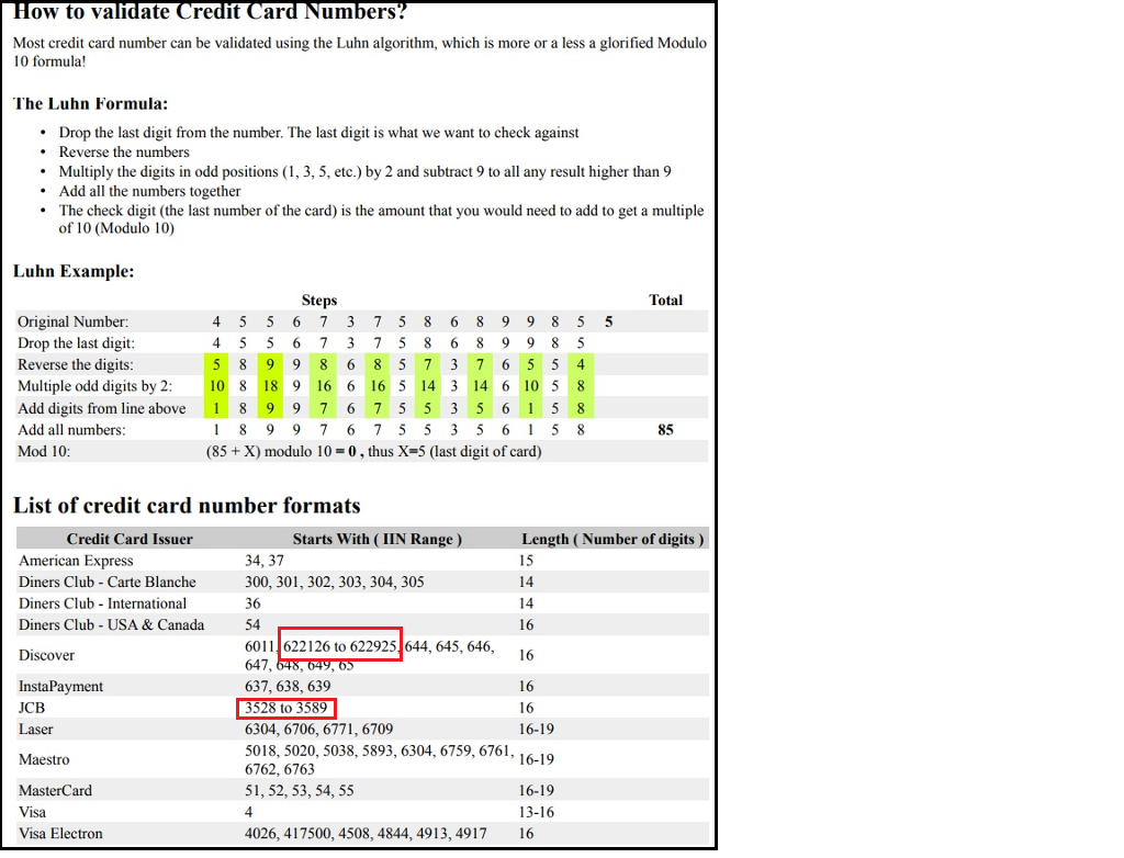 I still have a problem (checking the IIN Range - the red