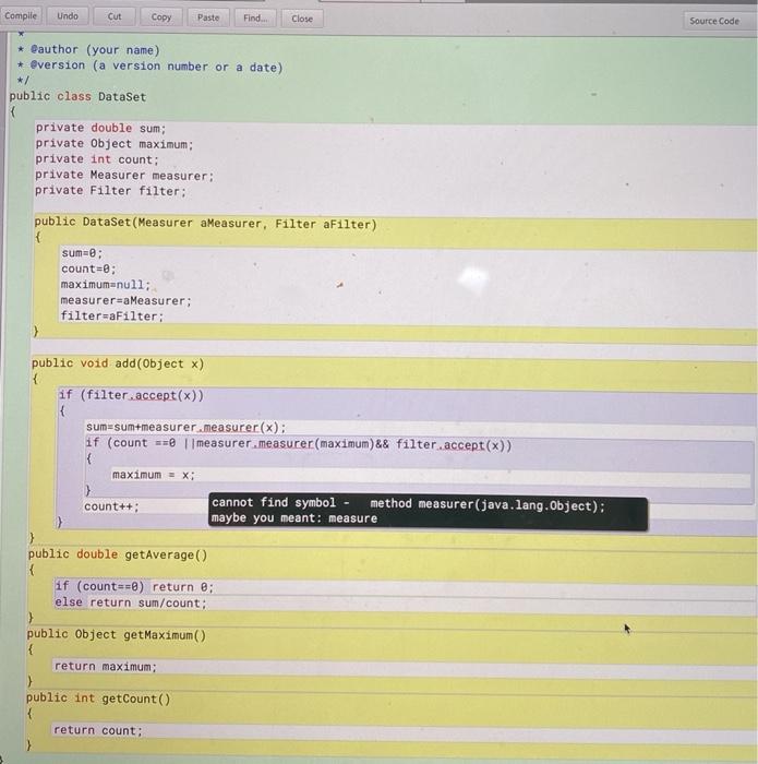 X BankAccountTester X Filter X Compile Undo Cut Copy Paste Find... Close