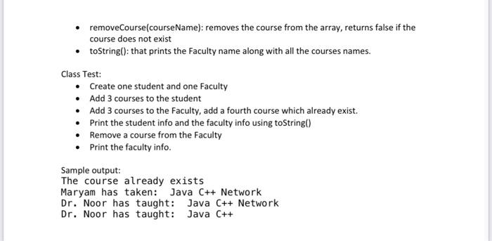 Q1. Create a University System which has the following classes: Class Course