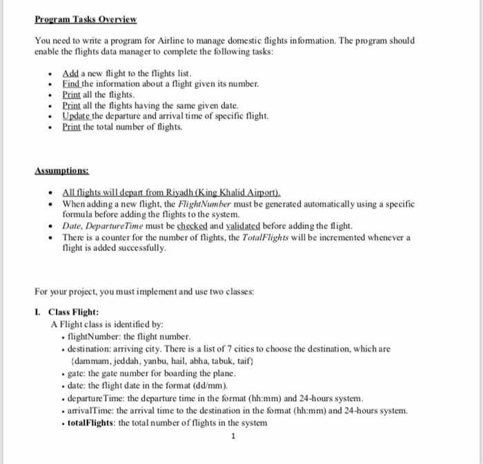  Java program You need to write a program for Airline to