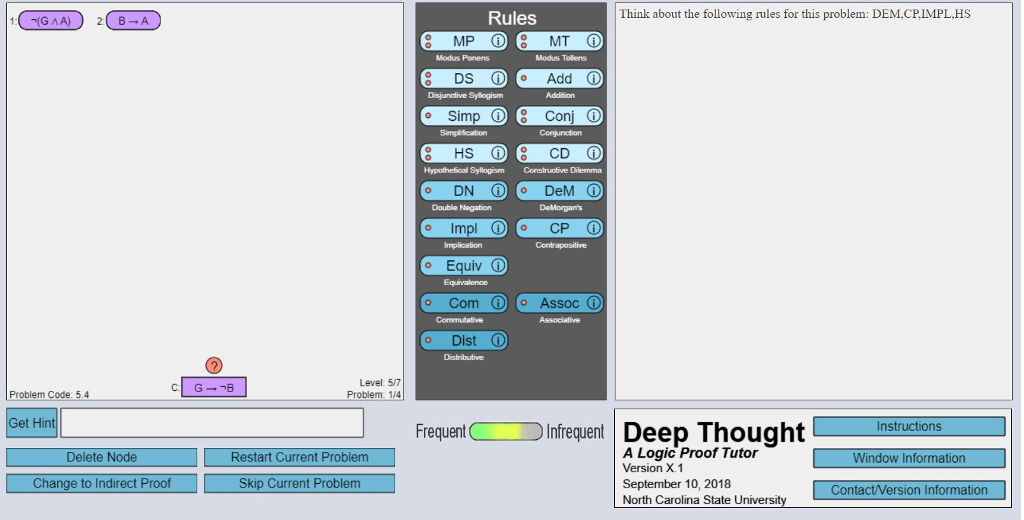 Rules Think about the following rules for this problem: DEM,CP.IMPL,HS Modus