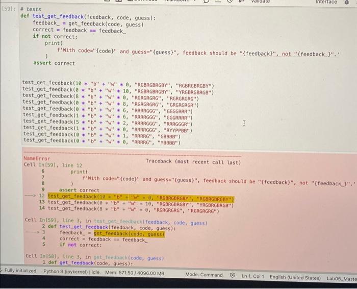 get_feedback that - takes code and guess as the first and second