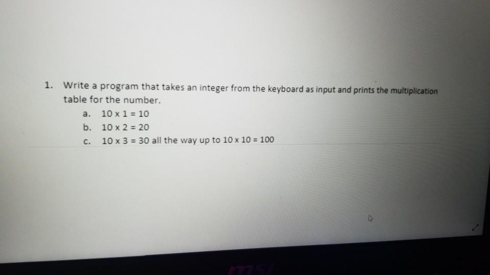  using python 1. Write a program that takes an integer from