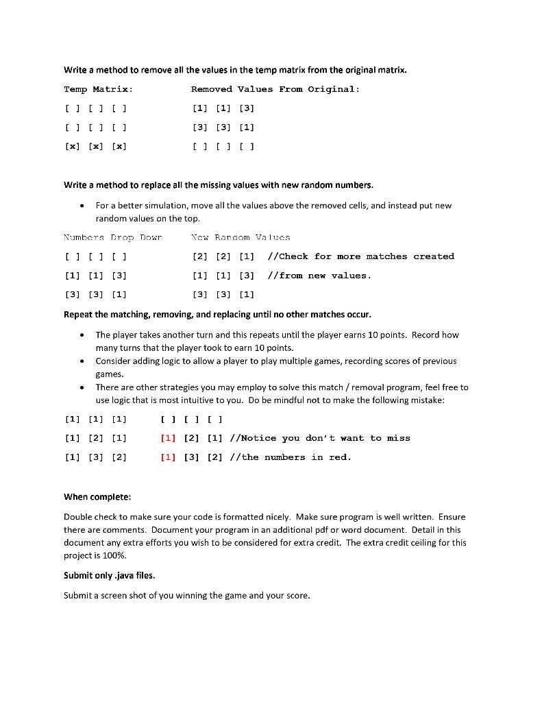 game using an nxm matrix and it has to be written in