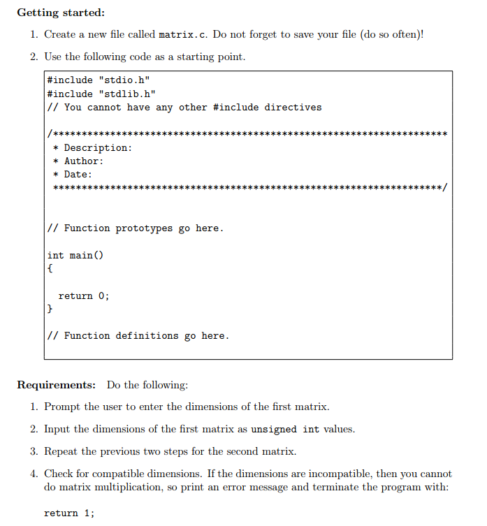 program, a matriz is a rectangular array of integer entries, like this