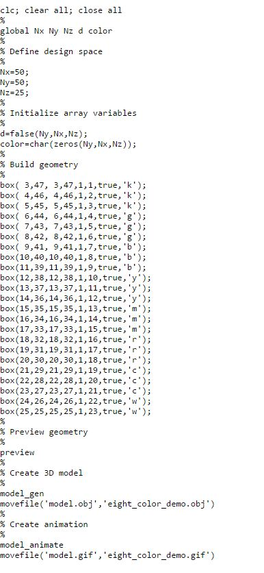 a 3D shape as described below. Using the lecture example eight color