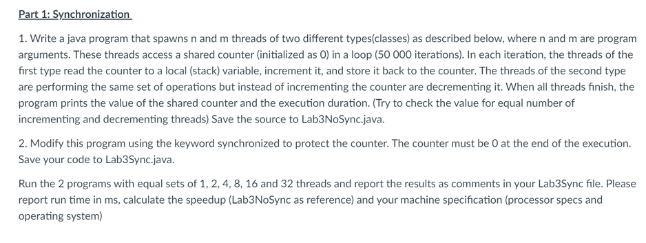  1. Write a java program that spawns n and m threads