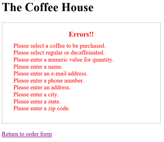 be prompted to select the type of coffee they wish to order,