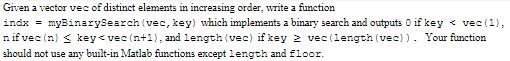 in Matlab please Given a vector vec of distinct elements in