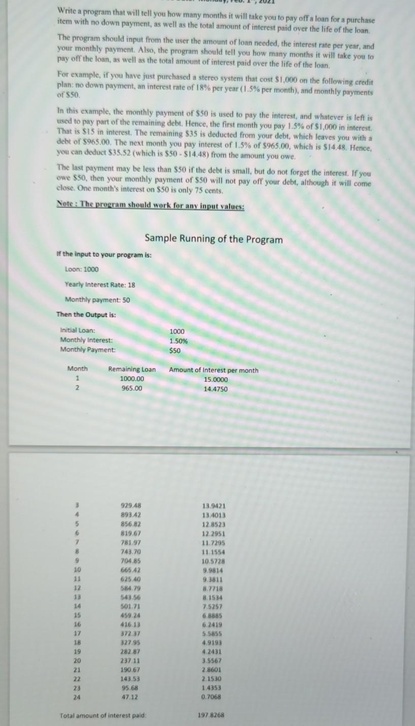  c++ programming please. Write a program that will tell you how