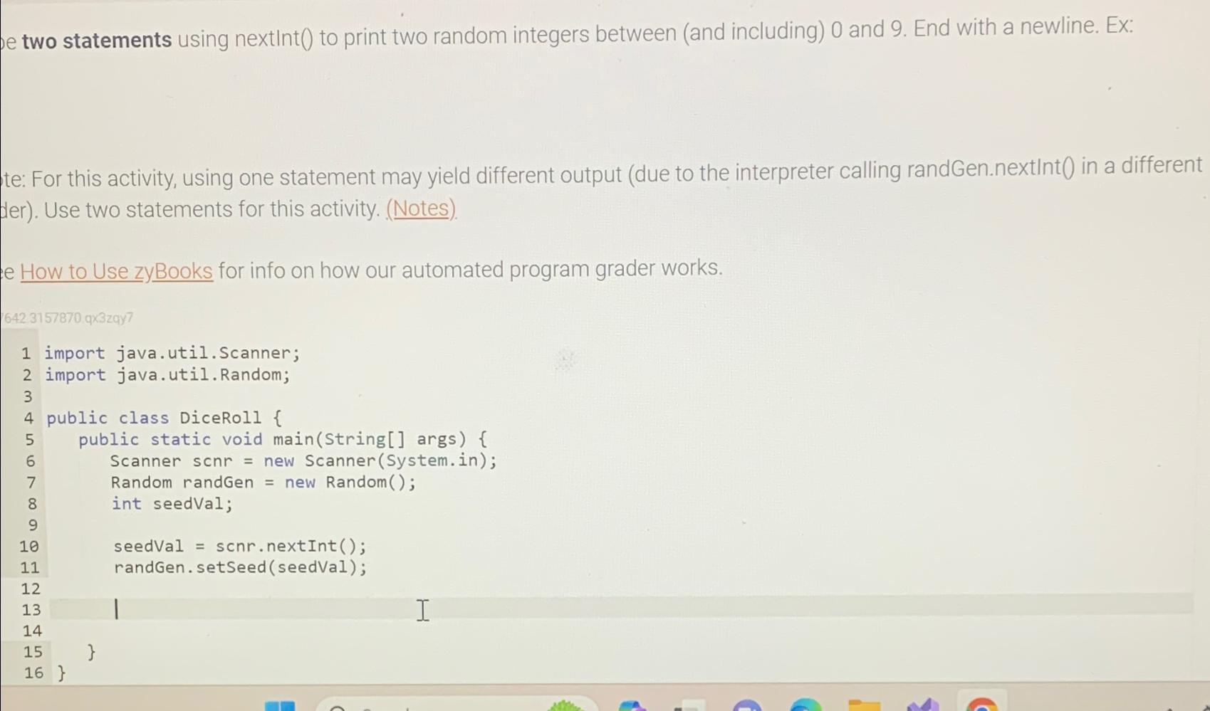 e two statements using nextInt() to print two random integers between
