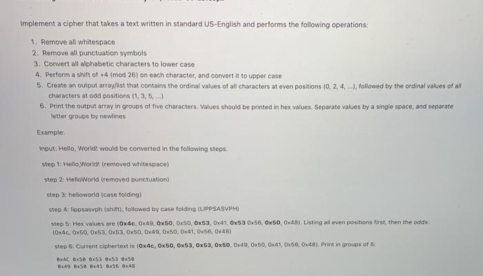  character encoding can you please do this (java) thank you Implement