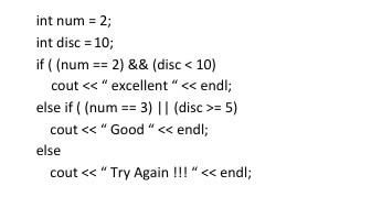  write the output for the following code. use c++ int num