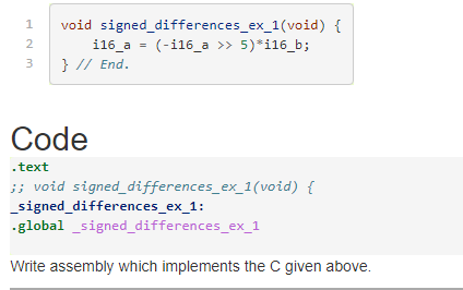 1void signed differences ex 1 (void) 116 a-(-i16 a >> 5)