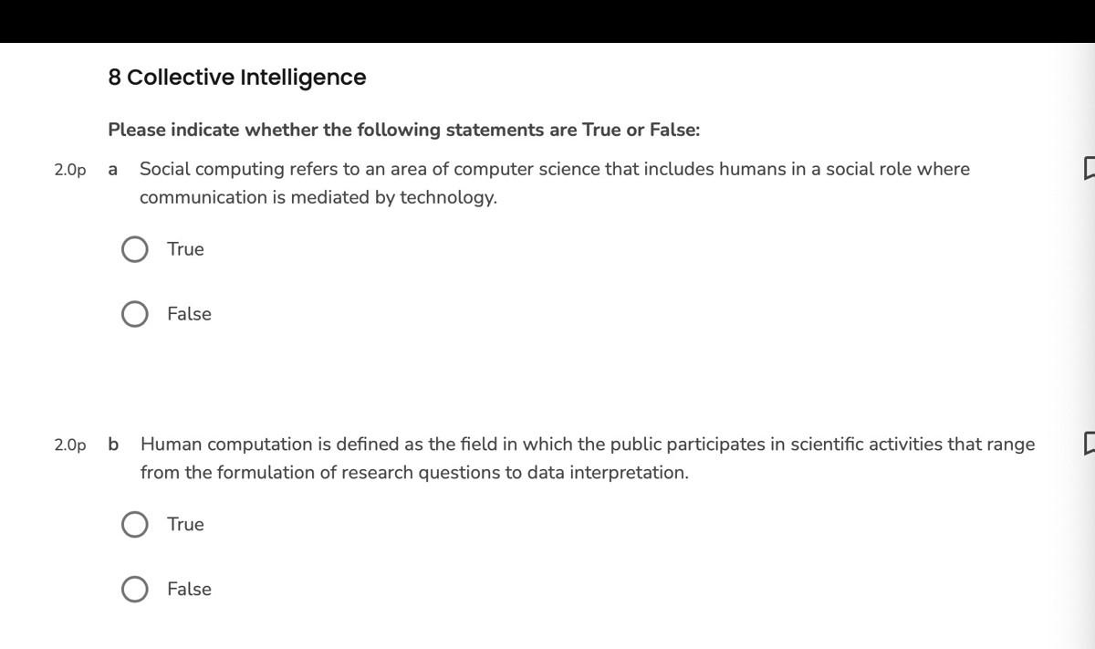 8 8 Collective Intelligence 2.Op a Please indicate whether the following statements