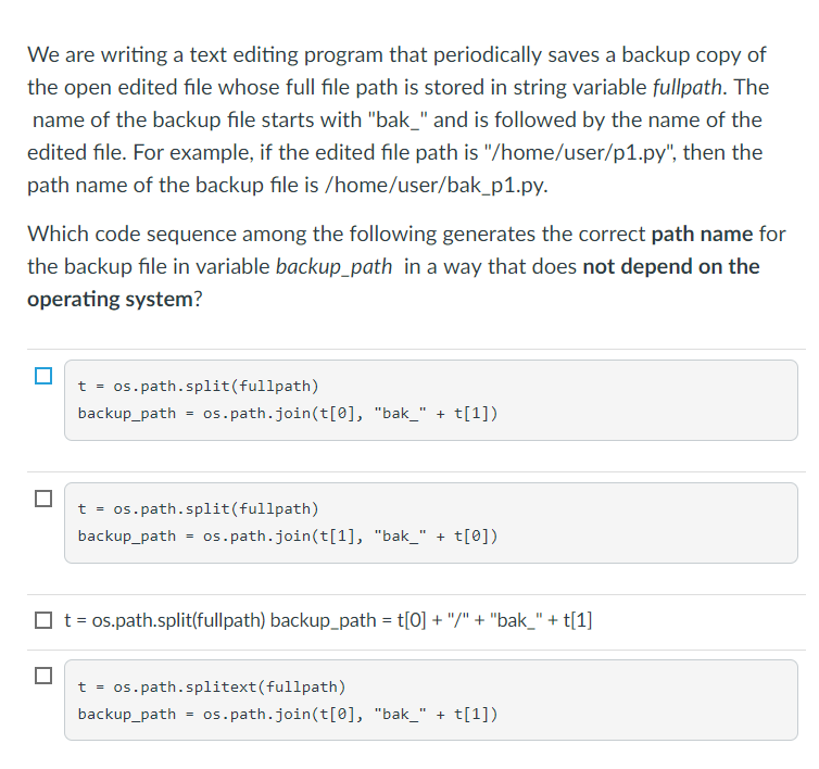 Python Question We are writing a text editing program that periodically saves