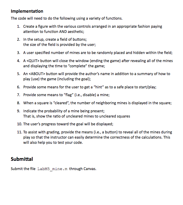 MATLAB. Thank you CISC 130 Lab #5 - Minesweeper Introduction This Lab