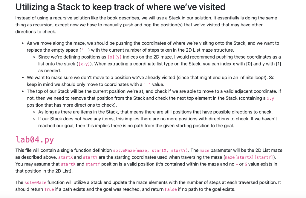 functions testing if your solution works as expected for your own mazes