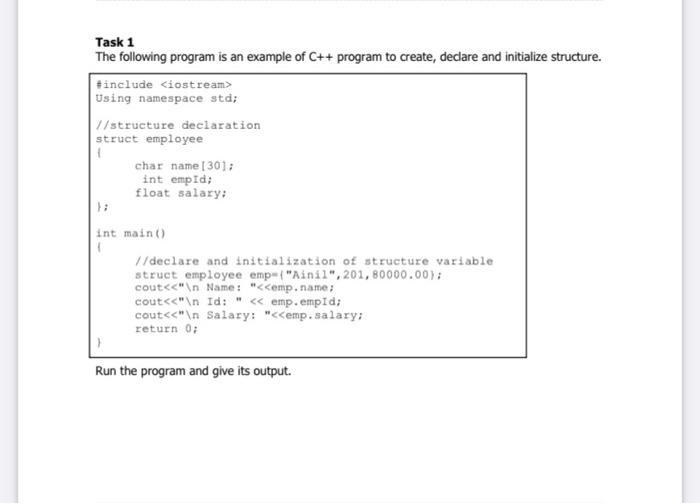 subject: data structure and algorithm use C++ Task 1 The following program