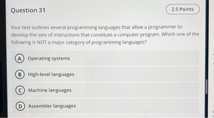  urgent please !!!!!!! Your text outlines several programming languages that allow