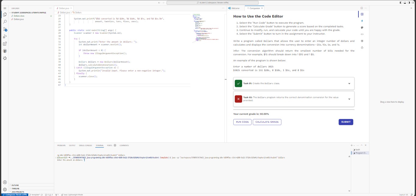  Write a program called Dollars that allows the user to enter