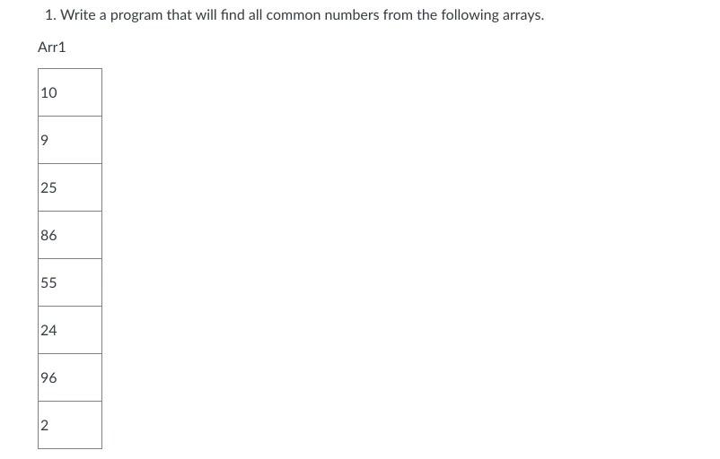  Using JAVA Language 1. Write a program that will find all
