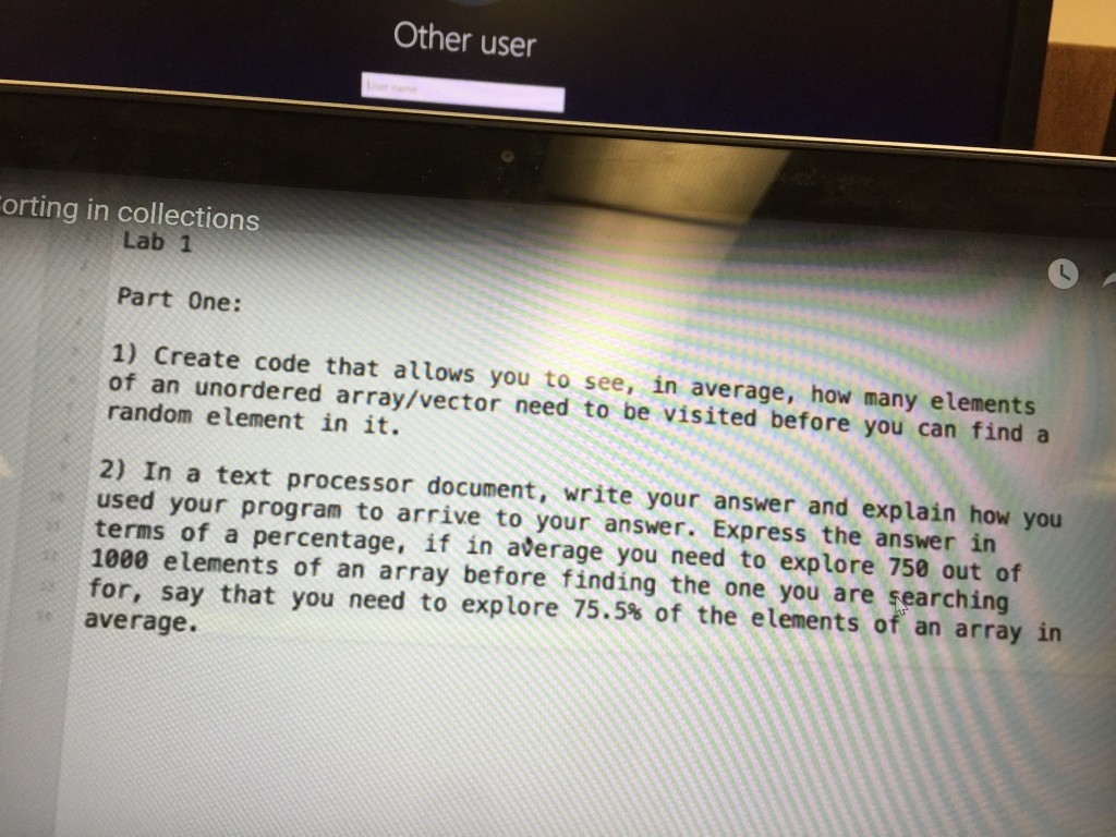  c++ Other user orting in collections Lab 1 Part One: 1)