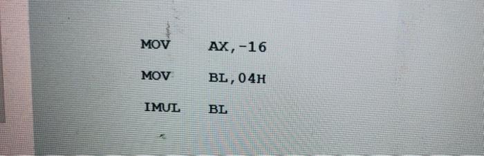 of all instructions given below. ana registerin son halini doldurun.) MOV AX,